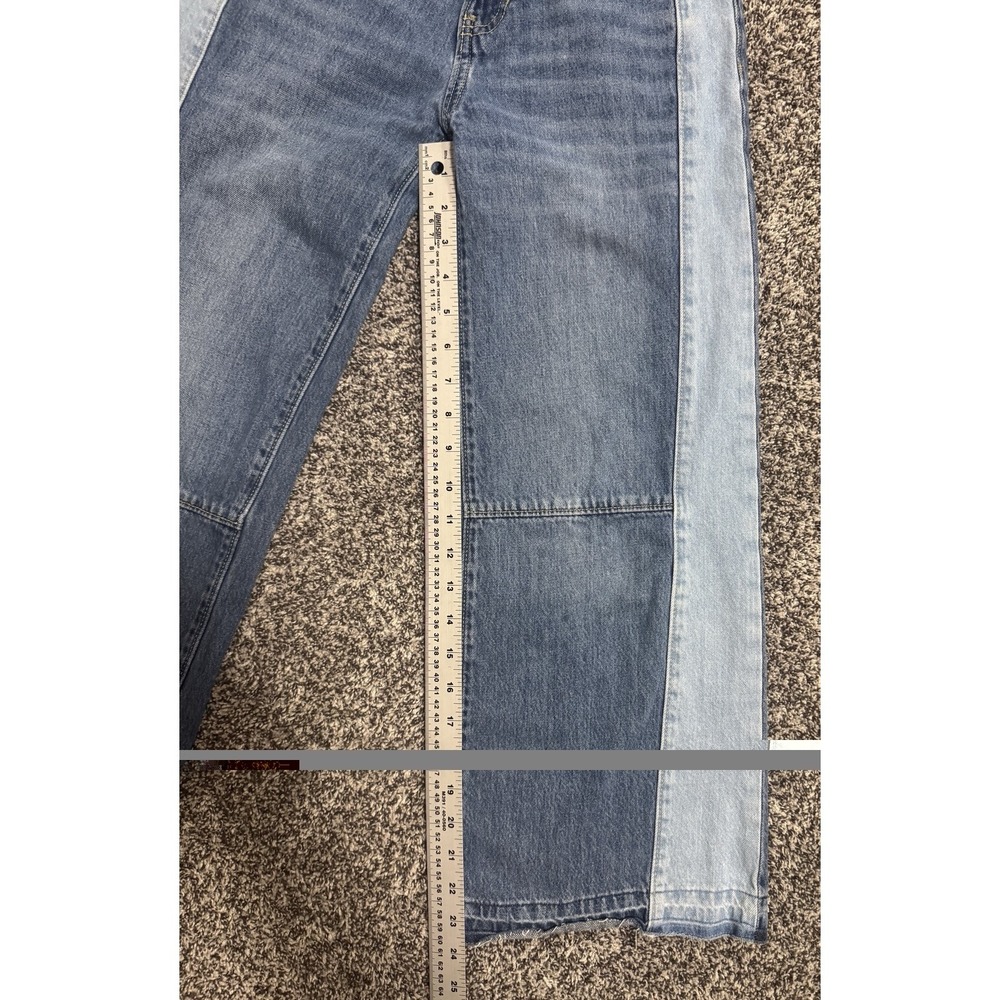 Old Navy High-Rise Super Baggy Wide Leg Jeans Girls 10 Two Tone Blue Raw Edge - Picture 4 of 7